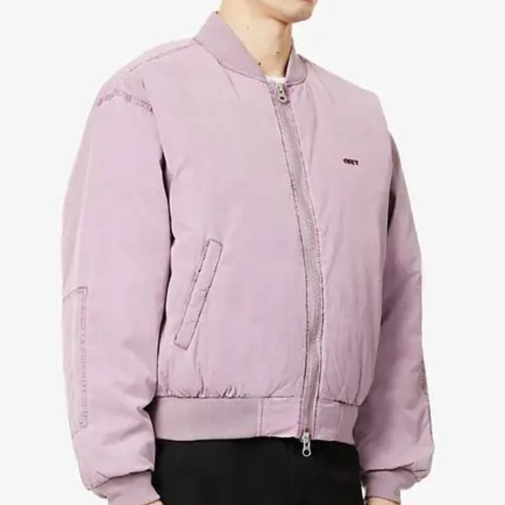 obey flight padded relaxed-fit woven-blend jacket SZ S - Picture 8 of 10